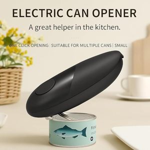 Black Electric Can Opener Magnetic Lid Holder Smooth Edge <b>Battery</b> Powered Tin Opener for Household Kitchen Use - Product Image 6