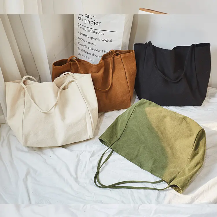 حقيبة حمل قماش قطنية طبيعية 12 أونصة مطبوعة مخصصة فارغة للبيع بالجملة حقيبة تسوق