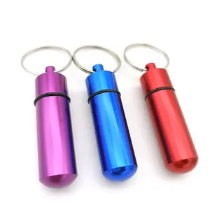 Aluminum Keychain Pill Holder Medicine Container with Key Ring Making It a Travel Pill Box Case