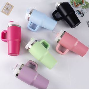 Travel Handle Car <b>Mug</b> 14oz Tumbler Insulated Double Wall Vacuum Stainless Lid Straw Anti-Slip Base - Product Image 4