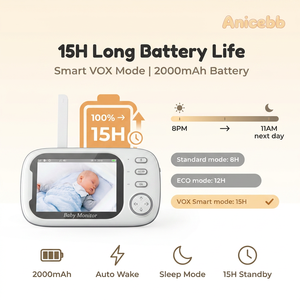 Moniteur audio portable pour bébé, audio bidirectionnel, haut-parleur intégré, écran 3,5 pouces, résolution 720P, transmission 300 m, vision nocturne - Product Image 3
