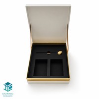 Boîte cadeau rigide de luxe avec couvercle à rabat, ruban et insert en papier, emballage personnalisé en matériaux artisanaux et impression sur mesure
