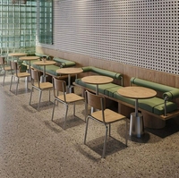 Canapé d'angle semi-circulaire moderne, mobilier commercial pour restaurant, banc rembourré en acier inoxydable et bois pour bar, hôtel, café