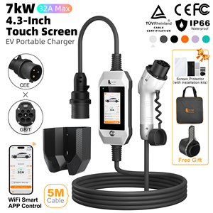 Cargador Portátil para Vehículos Eléctricos Feyree de 7kW 32A GBT, Monofásico, Cable de 5M, Corriente Ajustable, Control Inteligente por WIFI y APP, Estación de Carga Rápida para Vehículos Eléctricos - Product Image 1