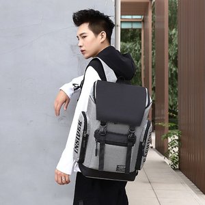 Fashion <b>Backpack</b> <b>Large</b> Capacity 14 Inch Laptop Bag Business Travel Teenager Unisex Gray Black - Product Image 3