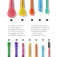Ensemble de pinceaux cosmétiques synthétiques haut de gamme OEM/OEM, ensemble de pinceaux de maquillage arc-en-ciel colorés pour le visage