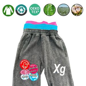 Conjunto Deportivo Unisex Vintage con Lavado Ácido y Efecto Desgastado, de Tres Capas, con Parches Personalizados Bordados, Pantalones Deportivos y Sudadera con Capucha, Tallas Grandes, Maternidad - Product Image 3