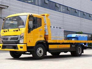 รถบรรทุกพ่วงกู้ภัยแบบพื้นเรียบ รุ่นใหม่ DF 4X2 6 เมตร เครื่องยนต์ดีเซล เกียร์ธรรมดา พร้อมกำลังลาก 3 ตัน รถบรรทุกติดตั้งราวกันตกแบบพื้นเรียบ - Product Image 3
