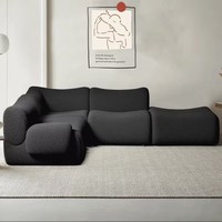 Canapé sectionnel moderne nordique tissu minimaliste italien noir Vintage polaire d'agneau ensemble modulaire de concepteur de salon en ligne