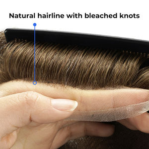 شعر مستعار للرجال بقاعدة أمامية من الدانتيل الفرنسي، نظام استبدال الشعر متوفر بالكامل، شعر ريمي هندي عالي الجودة معالج بالأكسجين - Product Image 4