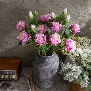 ดอกกุหลาบกำมะหยี่สีชมพูเข้ม CallaFloral แบบก้านเดี่ยว ผลิตจากโพลีเอสเตอร์ สำหรับตกแต่งบ้าน - Product Image 1