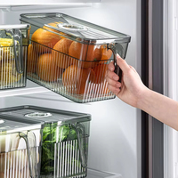 Conteneur de stockage pour réfrigérateur en plastique PET transparent Poignée Empilable Durable Sans BPA Grande capacité Stockage alimentaire de cuisine