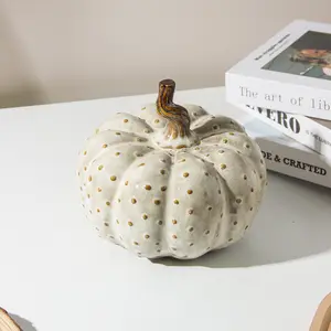 Home Decorative Tabletop Hand Craft Supplies Pumpkin Ceramic Crafts for Halloween Thanksgiving Day