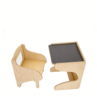 Ensemble bureau et chaise d'apprentissage en bois massif moderne avec coins arrondis et rangement pour école, hôpital, hôtel, salon, chambre