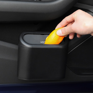 Tempat Sampah mobil Mini, tempat penyimpanan plastik ABS tahan air dengan tutup pintu sisi gantung tertutup kotak penyimpanan sampah multifungsi - Product Image 1