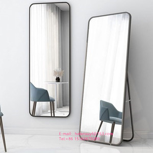 Hiện đại giá rẻ 50x170 <span class=keywords><strong>cm</strong></span> Chiều dài đầy đủ sàn gương với đứng vàng đen chải khung nhôm đứng gương - Product Image 5