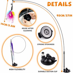 Accessoires de recharge pour jouet à chat à ventouse en forme de plume de dessin animé écologique avec cordelette pour le jeu des animaux de compagnie - Product Image 2