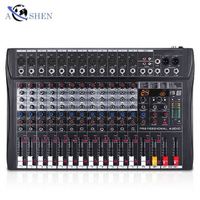 Console de mixage audio professionnelle AOSHEN RX12-RTS 12 canaux en métal avec 24 DSP, alimentation fantôme 48V, USB, karaoké, DJ, noire