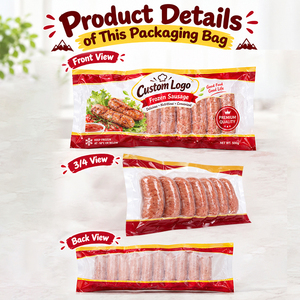 Custom <strong>Printed</strong> Heat Seal PA Nylon Frozen Food <strong>Meat</strong> Cooked Breakfast Hot Dog Sausage Packaging Vacuum Bags - Product Image 3