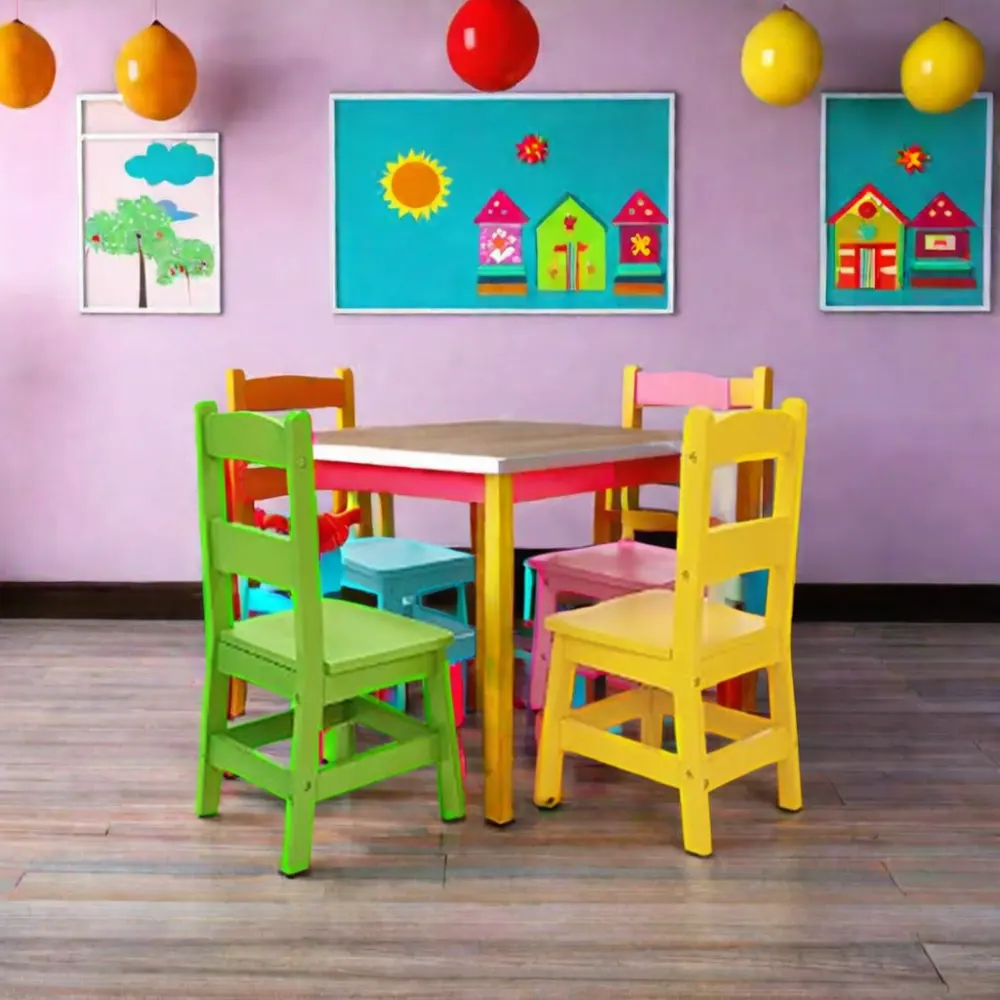 Table et 4 chaises en bois pour enfants pour jouer apprendre l'école ou la villa pour chambre à coucher salon hôtel ou appartement