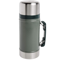 Termo de Acero Inoxidable 18/8 con Aislamiento al Vacío, Color Verde Martillo, con Asa, para Alimentos, 700ML/900ML/1050ML/1250ML
