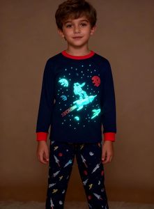 Pyjama d'automne en coton à manches longues pour garçons, imprimé astronaute de dessin animé, tailles 98 104 110 116 <span class=keywords><strong>122</strong></span> <span class=keywords><strong>128</strong></span> 134 - Product Image 3