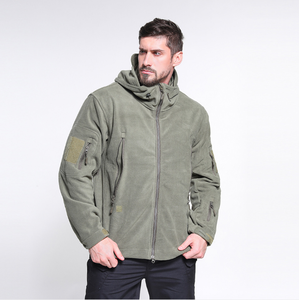 HBJ04 Men Sports and OD Green Fleece <b>Jacket</b> Coat Warm Thermal with Hoodie - Product Image 3