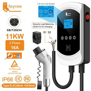 Cargador de Vehículos Eléctricos para el Hogar Feyree de 11 kW GBT, Estación de Carga de CA de 16 A y 380 V Trifásica con Función DLB y Tarjeta RFID para Cargador de Coche Eléctrico - Product Image 1