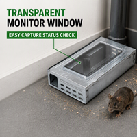 Piège à souris métallique mécanique avec boîte de contrôle des rongeurs réutilisable et fenêtre de surveillance transparente