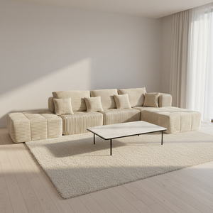 Nouveau style moderne : Ensemble modulaire sectionnel en tissu velours côtelé et éponge pour salon, livré en boîte compressée, vente en gros - Product Image 2