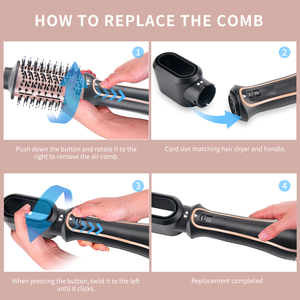 Escova de Ar Quente PRITECH com Cabeçotes Destacáveis Secadoras de Cabelo Escova Secadora Volumizadora 1200w Secador de Cabelo em Uma Etapa - Product Image 6