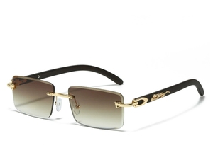 2025 nuevas gafas de <span class=keywords><strong>sol</strong></span> de Metal sin montura para hombres gafas de moda cuadradas de leopardo personalizadas lentes azules/Plateadas al por mayor champán - Product Image 2