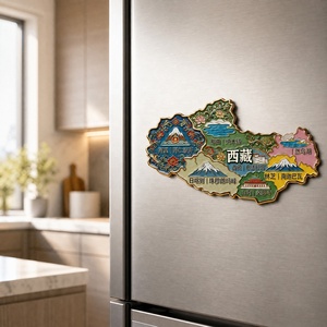 Aimant de réfrigérateur en émail métallique fait main, translucide, plaqué or, en forme de carte de la province, souvenir <span class=keywords><strong>du</strong></span> patrimoine chinois / <span class=keywords><strong>Tibet</strong></span> - Product Image 4