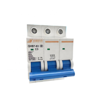 Disjoncteur miniature QIHANG QHB7-63 3P 3A Courbe C 6kA en cuivre pour la distribution d'énergie domestique et industrielle