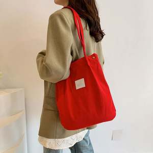 Bolsa de Mano Personalizada de Lona y Pana con Asa de Hombro para Mujer, Bolso de Cordón con Bolsillo Interior para el Trabajo, la Playa, el Almuerzo, Viajes, Compras y Supermercado - Product Image 1