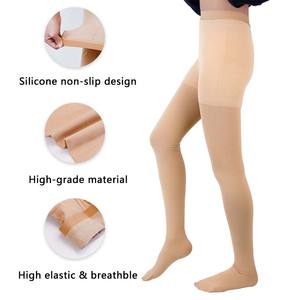 23-32mmHg tıbbi sıkıştırma külotlu şeffaf Spandex/naylon OEM/ODM diz çorap kadınlar erkekler için 2 ayak manşet ile günlük kullanım - Product Image 6