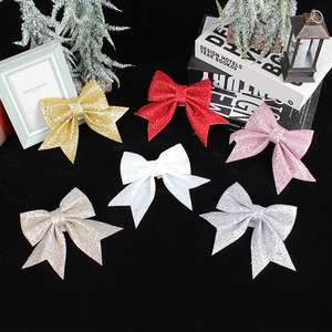 Ornamen gantung pohon Natal, ornamen gantung bubuk emas pita dekorasi jendela liburan - Product Image 1