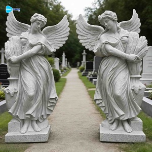 Statue d'ange en <span class=keywords><strong>marbre</strong></span> d'extérieur personnalisée - Figure en pierre de style victorien élégant pour jardin ou cimetière - Product Image 1