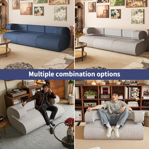 Divano Componibile in Tessuto Personalizzato, Compresso Sottovuoto, Pieghevole, Senza Struttura, in Schiuma 28D, Set di Mobili con Chaise Longue - Product Image 6