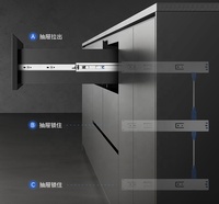 Tiroir à glissière moderne 45mm à extension complète pour télescope, roulement à billes à emboîtement anti-basculement pour armoires de cuisine et de salle à manger