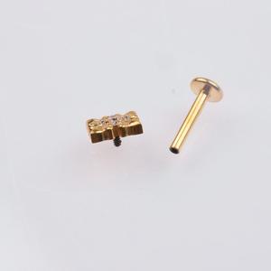 Joyería <span class=keywords><strong>de</strong></span> <span class=keywords><strong>Piercing</strong></span> <span class=keywords><strong>de</strong></span> Titanio ASTM F136 con Flor Dorada y Parte Trasera Plana, con Rosca Interna, <span class=keywords><strong>para</strong></span> Cartílago, Hélix, Tragus y <span class=keywords><strong>Labio</strong></span> - Product Image 6
