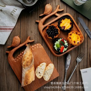 Wooden Antler Shaped Serving <b>Tray</b> With Bird Design For Food Presentation Decorative Cheese Plate <b>Dinner</b> <b>Tray</b> Custom Made - Product Image 1