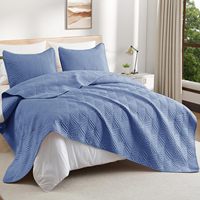 Ensemble de literie pour lit queen-size, couvre-lits légers gris bleuté, réversible, 3 pièces avec 2 taies d'oreiller