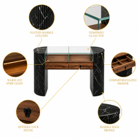 Vitrine de présentation de bijoux de luxe GZowin, texture marbre noir, armoire en bois, couleurs personnalisables, équipée de tiroirs de rangement