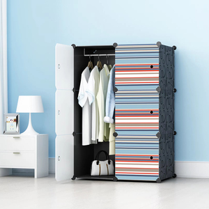 Lemari Pakaian DIY Murah Diskon Bahan PP Motif Kayu Panel Kubus Dengan 6 Pintu - Product Image 2