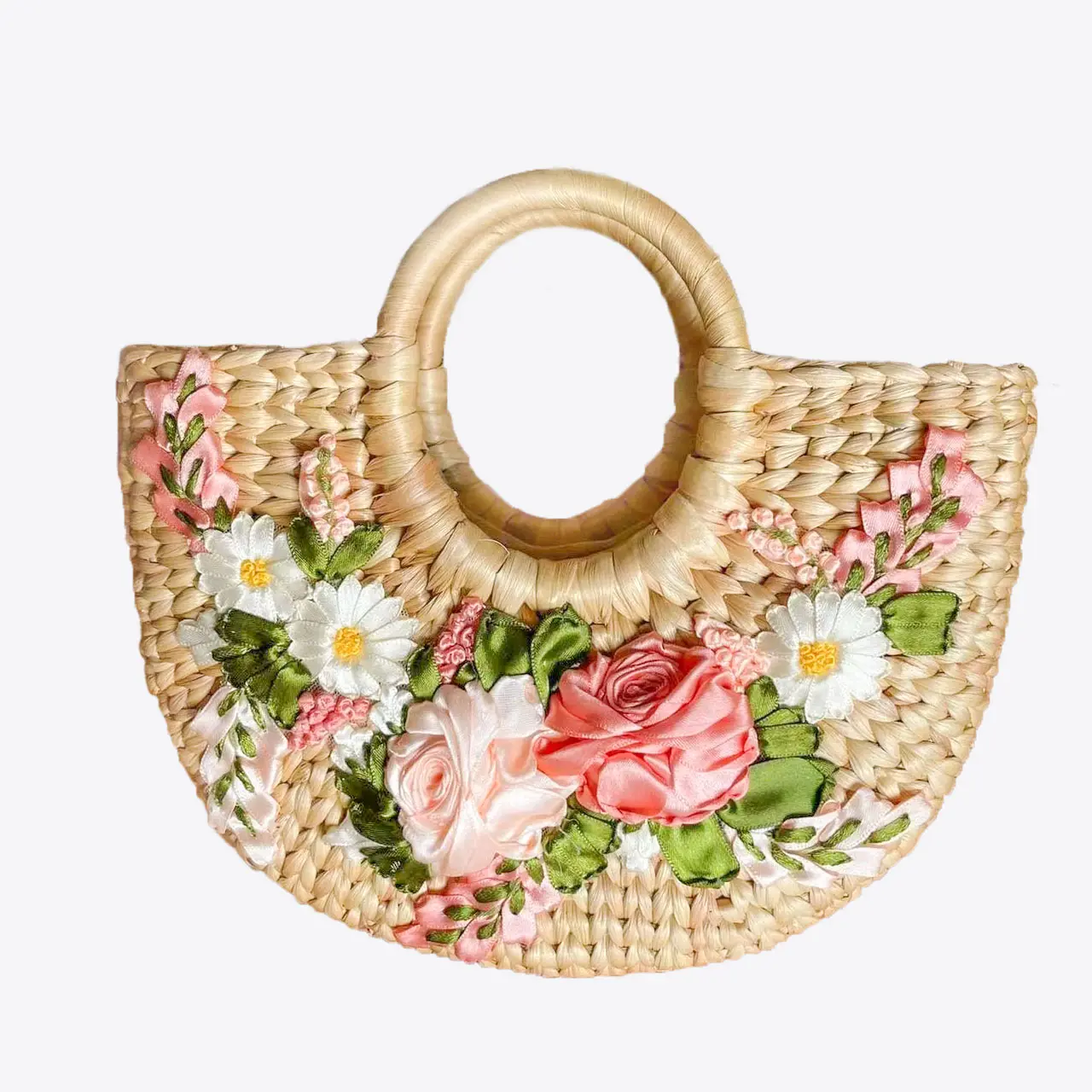 High Quality Fashion Eco-friendly Water Hyacinth Hand-woven Tote Handbag For Summer
