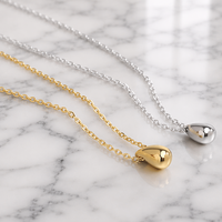Collar de Acero Inoxidable Personalizado con Colgante en Forma de Lágrima, Chapado en Oro y Plata, Cadena Minimalista, Joyería al por Mayor, Regalo de Moda para Mujer