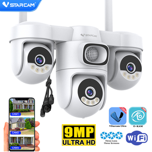 Caméra IP extérieure Vstarcam CS623SR 9MP WIFI à 3 objectifs et 3 écrans, avec suivi humain IA O-KAM, PTZ, sécurité CCTV, prix usine, <span class=keywords><strong>achat</strong></span> en gros - Product Image 1