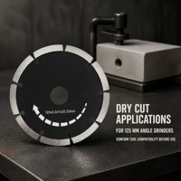 Lame de scie diamantée segmentée DTW 125 mm pour coupe à sec, épaisseur 2,0 mm, alésage 22,23 mm pour applications de découpe sur meuleuse d'angle