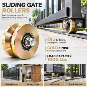 Roues à rainure en Y de 118 mm, <span class=keywords><strong>roulettes</strong></span> robustes <span class=keywords><strong>pour</strong></span> <span class=keywords><strong>portail</strong></span> <span class=keywords><strong>coulissant</strong></span>, roues de <span class=keywords><strong>portail</strong></span> <span class=keywords><strong>coulissant</strong></span> avec vis, double roulement, couleur galvanisée - Product Image 3